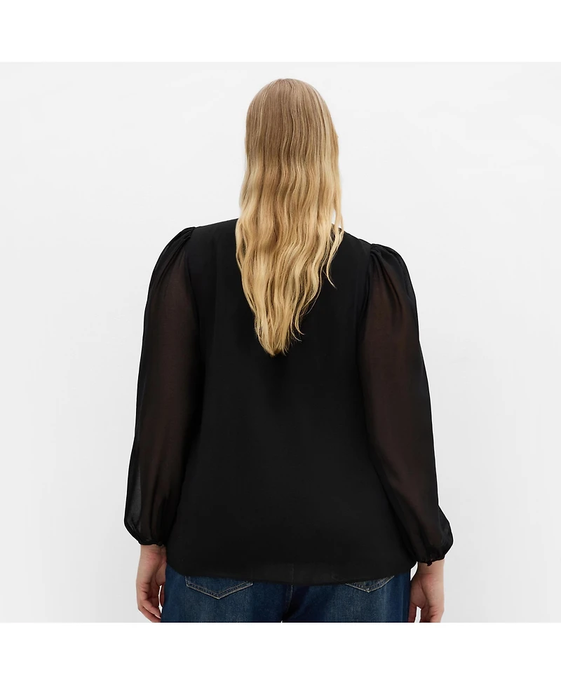 City Chic Women's Kelly Sheer Sleeve Top