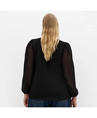 City Chic Women's Kelly Sheer Sleeve Top
