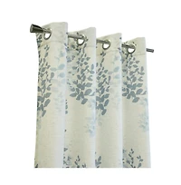 Habitat Lana Light Filtering Grommet Curtain Panel Two Tone Leaf Branches Bouquet Faux Linen Fabric Designed 50" x 84