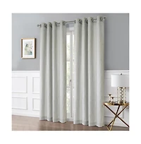 Habitat Corsica Light Filtering Grommet Botanical Textured Jacquard Curtain Panel for Bedroom 52" x 95" Grey