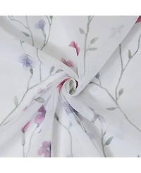 Habitat 100% Polyester Hazel Sheer Faux Linen Floral Grommet Curtain Panel 52" x 84" in Pink