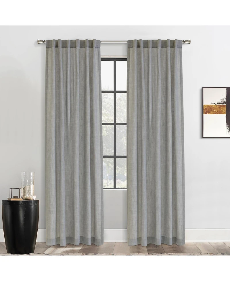 Habitat 100% Polyester Johnstown Light Filtering Faux Linen Textured Dual Header Curtain Panel 52" x 95" Silver