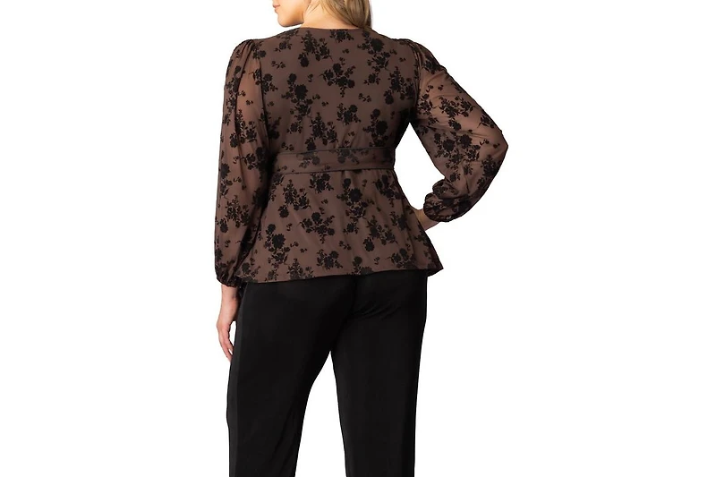 Kiyonna Plus Alissa Long Sleeve Mesh Wrap Top