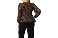 Kiyonna Plus Alissa Long Sleeve Mesh Wrap Top