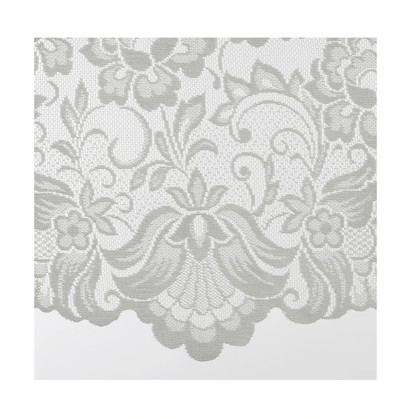 Habitat Limoges Sheer Rod Pocket Timeless Romantic Floral Lace Design Balloon Curtain 55" x 63" White