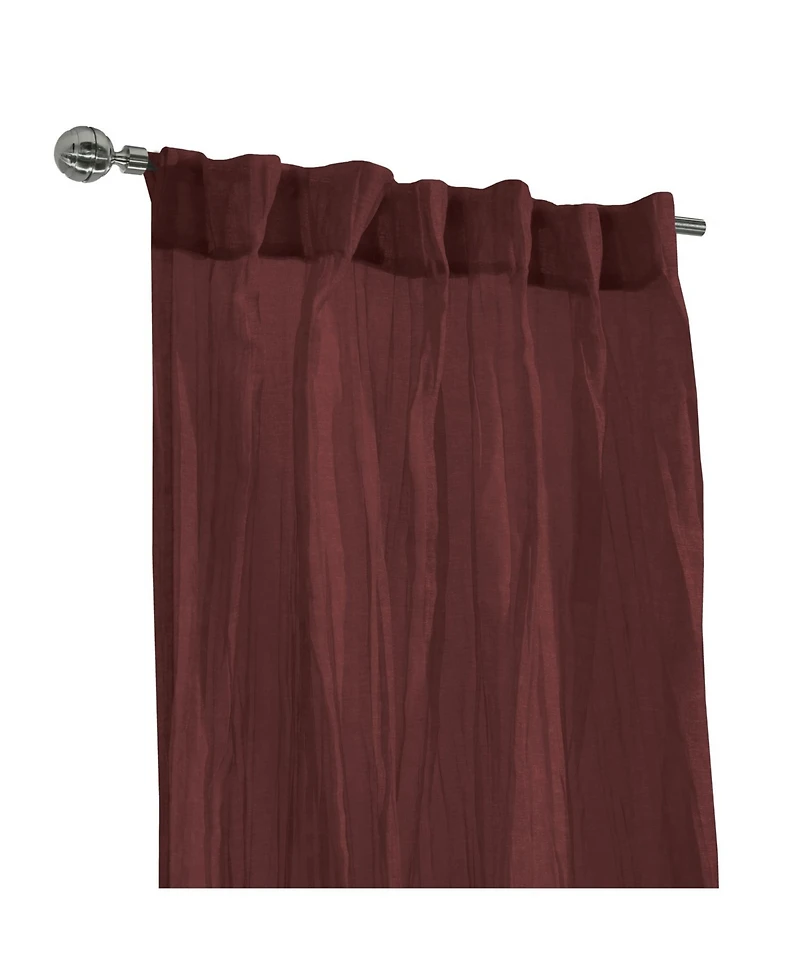 Habitat 100% Polyester Paloma Sheer Broomstick Crushed Solid Dual Header Curtain Panel 52" x 63