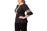 Kiyonna Plus Chateau Lace Trim Peplum Top