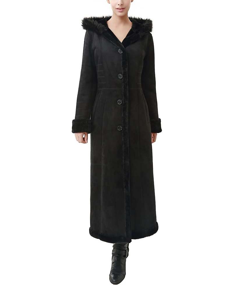 Bgsd Women's Gianna Hooded Faux Shearling Long Coat