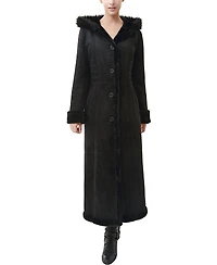 Bgsd Women's Gianna Hooded Faux Shearling Long Coat