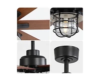 66-inch Modern Black 8-Blade Ceiling Fans with Light Kit and Remote Control