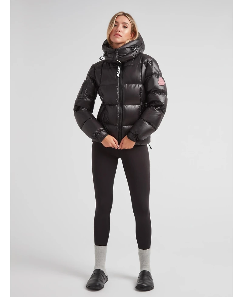 JACK1T Women's Ez Boxed Racer Hooded Puffer Coat