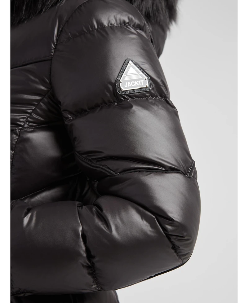 JACK1T Women's Diamond Belted Extra Long Down Coat