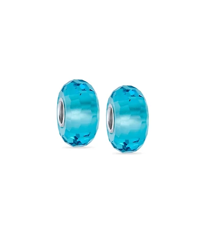 Bling Jewelry Set of 2 Faceted Murano Glass Charm Bead with Sterling Silver Core