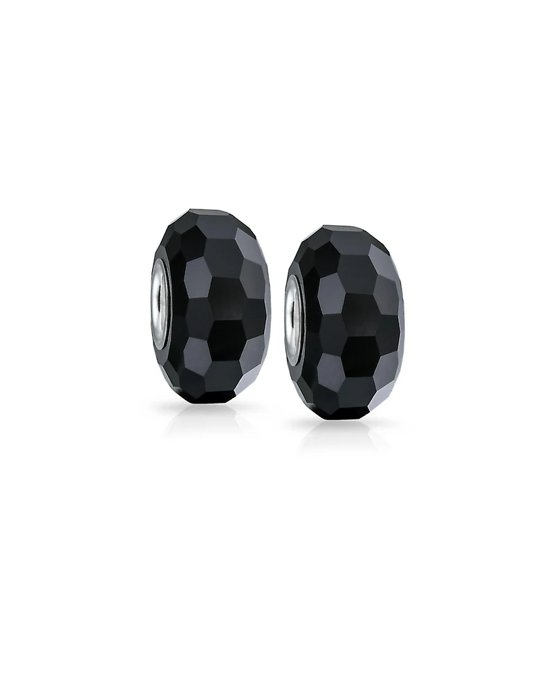 Bling Jewelry Set of 2 Faceted Murano Glass Charm Bead with Sterling Silver Core