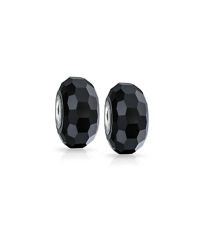 Bling Jewelry Set of 2 Faceted Murano Glass Charm Bead with Sterling Silver Core
