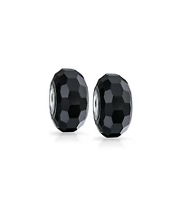 Bling Jewelry Set of 2 Faceted Murano Glass Charm Bead with Sterling Silver Core