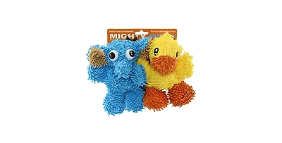 Mighty Jr Microfiber Ball Duck and Elephant 2 Pack, Dog Toy