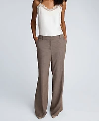 Kenneth Cole Women's Melange Fly Front Mid Rise Flare Pants