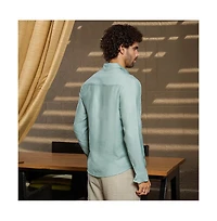 Campus Sutra Men's Sage Green Breezy Wrinked Relaxed Shirt