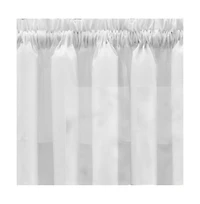 Ellis Curtain Shadow Stripe Tailored Curtain Panel Pair for Windows with Ties 80" x 63" White