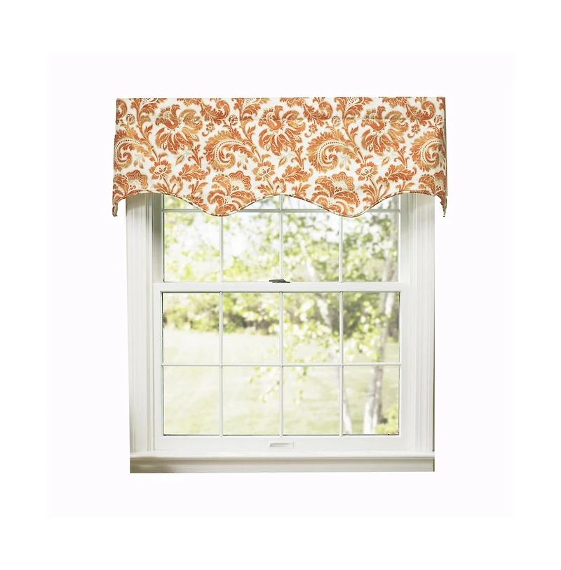 Ellis Curtain Boxtree Scallop 3" Rod Pocket Valance for Windows 50" x 16" Orange