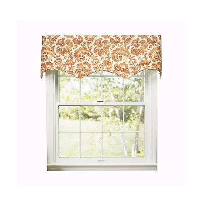 Ellis Curtain Boxtree Scallop 3" Rod Pocket Valance for Windows 50" x 16" Orange