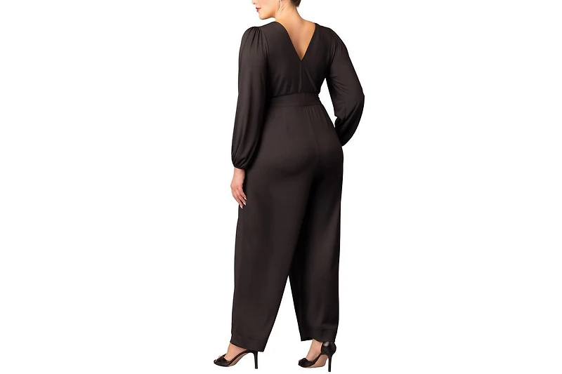 Kiyonna Plus Brigitte Long Sleeve Wide Leg Jumpsuit