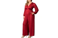 Kiyonna Plus Brigitte Long Sleeve Wide Leg Jumpsuit