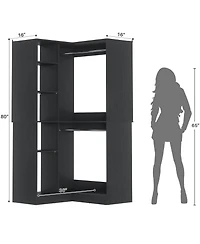 Aheaplus Freestanding Corner Closet System, 36'' Organizer System with 8 Shelves & 2 Hanging Rods for Closet/Bedroom