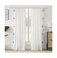 Greenland Home Monterrey Festooned with Large Tassels Window Panel Pair - Each 42"x84" Antique White
