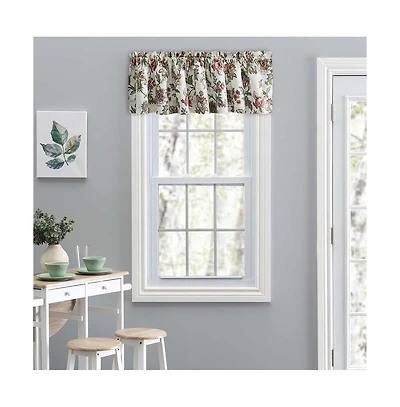 Ellis Curtain Madison Floral Design Printed Natural Ground 1.5" Rod Pocket Tailored Valance 58" x 15" Brick