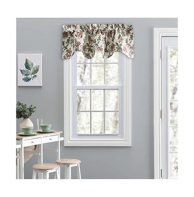 Ellis Curtain Madison Floral Design Printed Natural Ground 3" Rod Pocket Lined Scallop Valance 58" x 15" Brick
