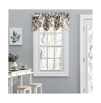 Ellis Curtain Madison Floral Design Printed Natural Ground 3" Rod Pocket Lined Scallop Valance 58" x 15" Brick
