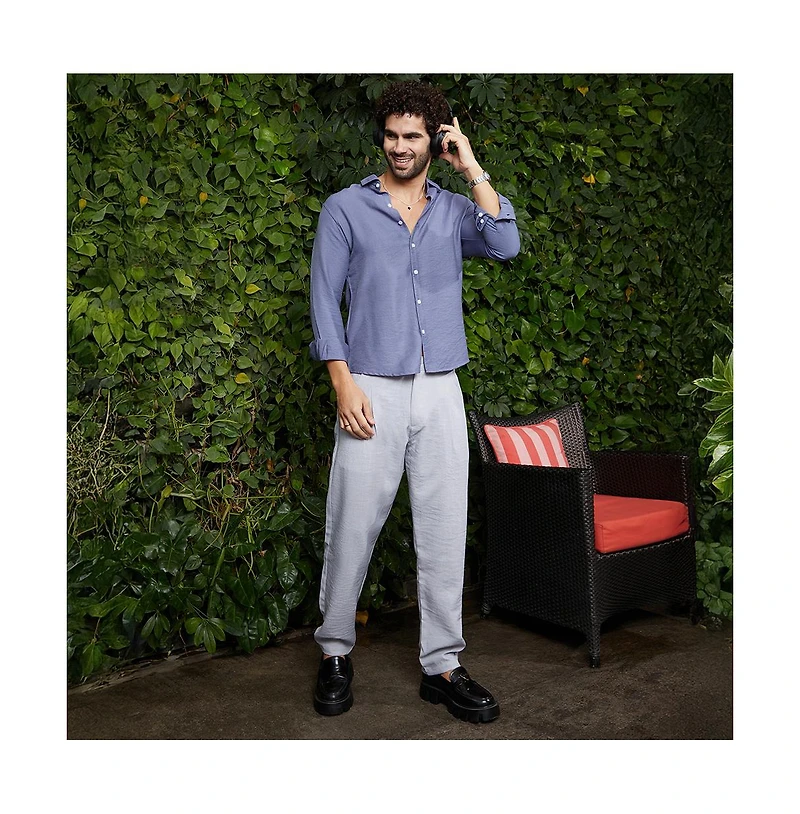 Campus Sutra Men's Cornflower Blue Breezy Wrinked Relaxed Shirt