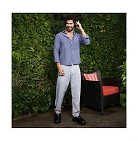 Campus Sutra Men's Cornflower Blue Breezy Wrinked Relaxed Shirt
