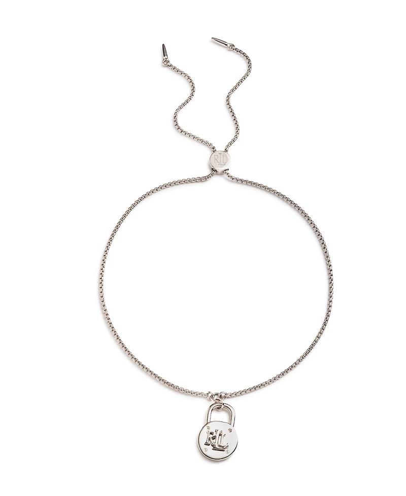 Lauren Ralph Lauren Silver-Tone Logo Padlock Slider Bracelet