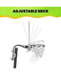 JumpKing Trampoline Basketball Hoop Set – 7.5" dia. Breakaway Metal Ring with Goose Neck Pole & Inflatable Mini Basketball Fits Most Trampoline Models