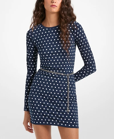 Michael Kors Women's Dotted Long-Sleeve Mini Dress