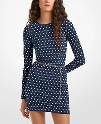 Michael Kors Women's Dotted Long-Sleeve Mini Dress