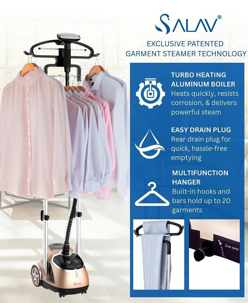 Salav Limited Edition Pro Series Dual Bar 61.4" Luxe Garment Steamer