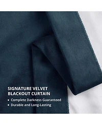 Half Price Drapes Midnight Blue Grommet Signature Velvet Blackout Curtain