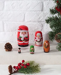 Mr. Christmas Santa and North Pole Pals Nesting Wooden Christmas Figurines, Set of 5