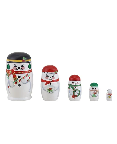 Mr. Christmas Snowman Family Nesting Wood Figurines, Set of 5