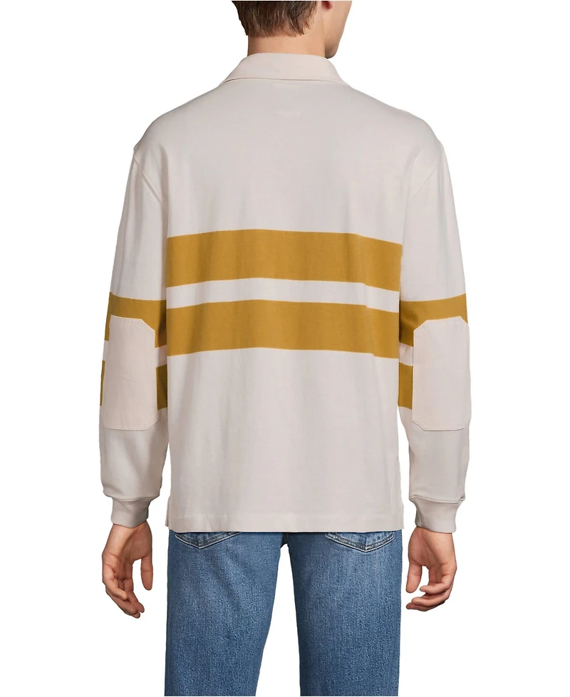 Lands' End Men's Long Sleeve Rugged Rugby Embroidered Polo