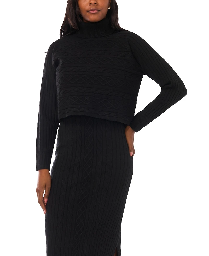 1.state Women's 2-Piece Turtle Neck Sweater and Midi Dress Set