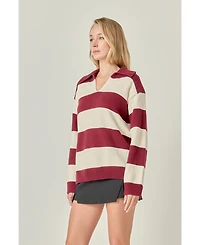English Factory Women's Stripe Rugby Collared Sweater