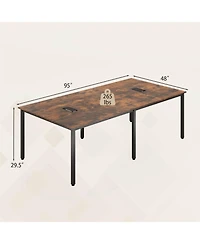 Costway 95" x 48" Large Meeting Table Seats up to 10 People 2 Cable Grommets for Office