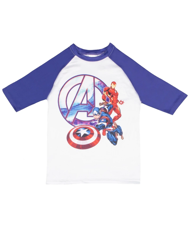 Avengers Boys Marvel 2-Piece Quick Drying Swim Shirt and Trunks Swimsuit Set