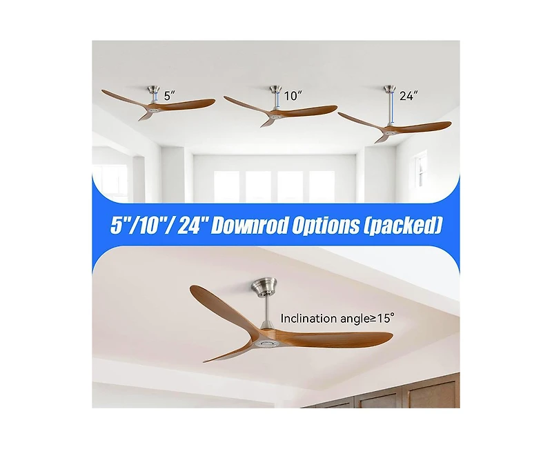 60-inch Modern Luxury Sand Nickel 3-Blade Ceiling Fans with Remote Control and Timer Function