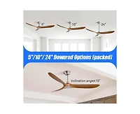 60-inch Modern Luxury Sand Nickel 3-Blade Ceiling Fans with Remote Control and Timer Function